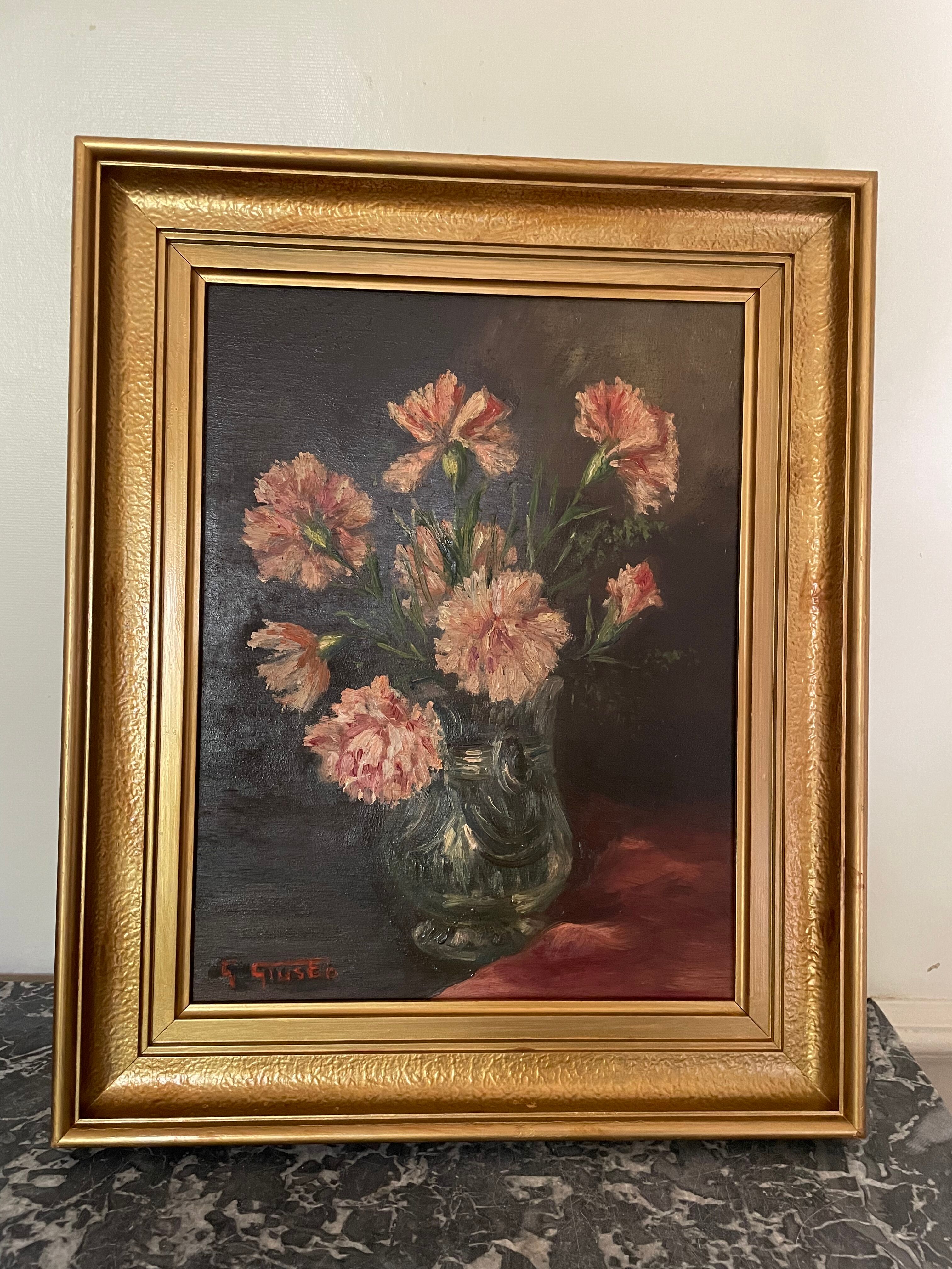 Huile sur bois bouquet