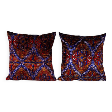 Lot de 2 housses de coussin velours vintage 48x51 cm