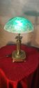 1930s bronze and brass desk lamp 39x22 superb glass lampshade elec ok