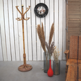 Rattan parrot coat rack
