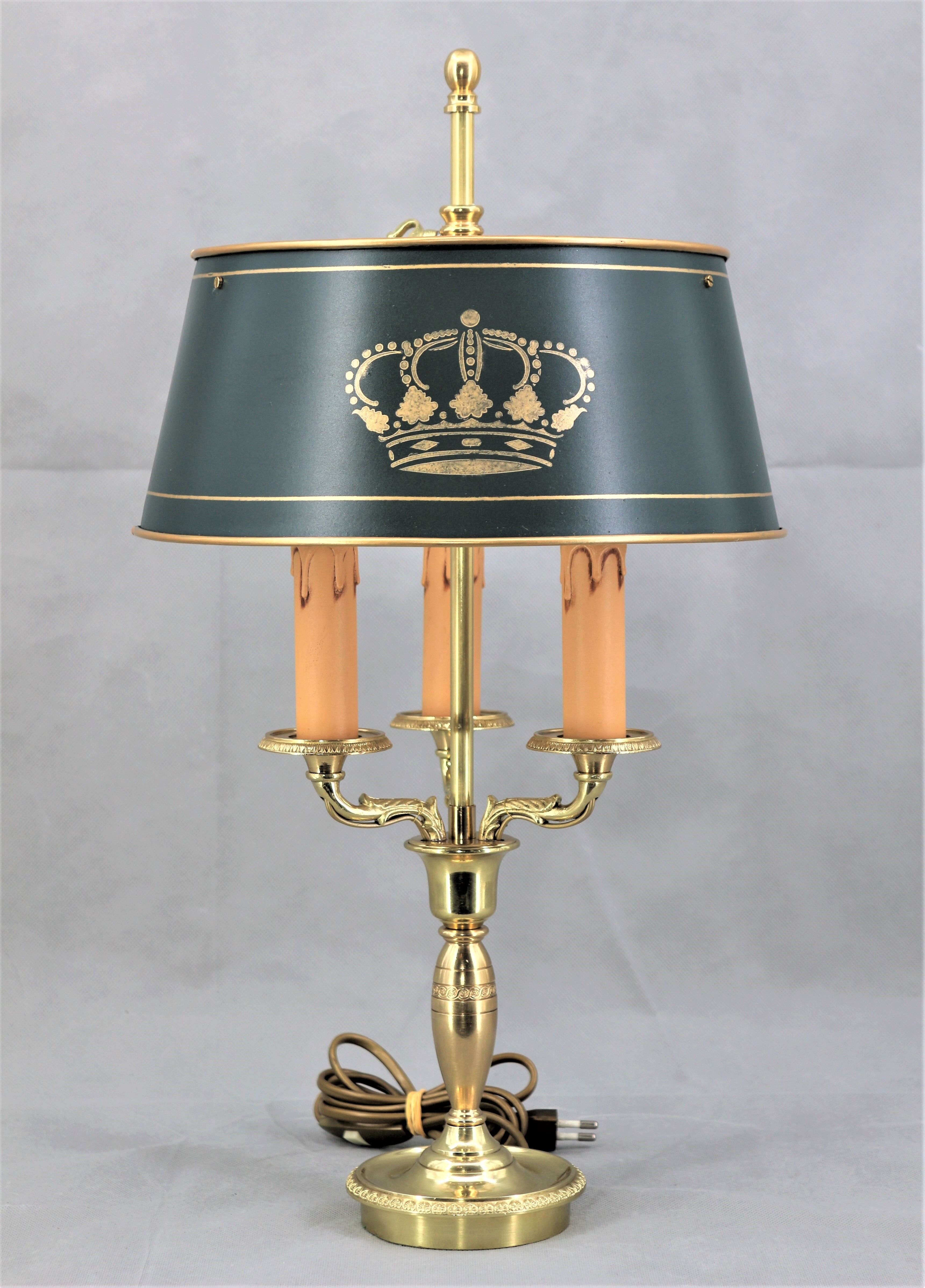 Empire style hot water bottle lamp in solid bronze three lights Lucien Gau