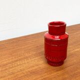 Red pottery vase Rimini Italian from the mid-century by Aldo Londi for Bitossi, 1960s.