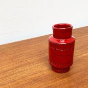 Red pottery vase Rimini Italian from the mid-century by Aldo Londi for Bitossi, 1960s.