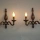 Pair of French vintage bronze traditional  art nouveau double wall lights