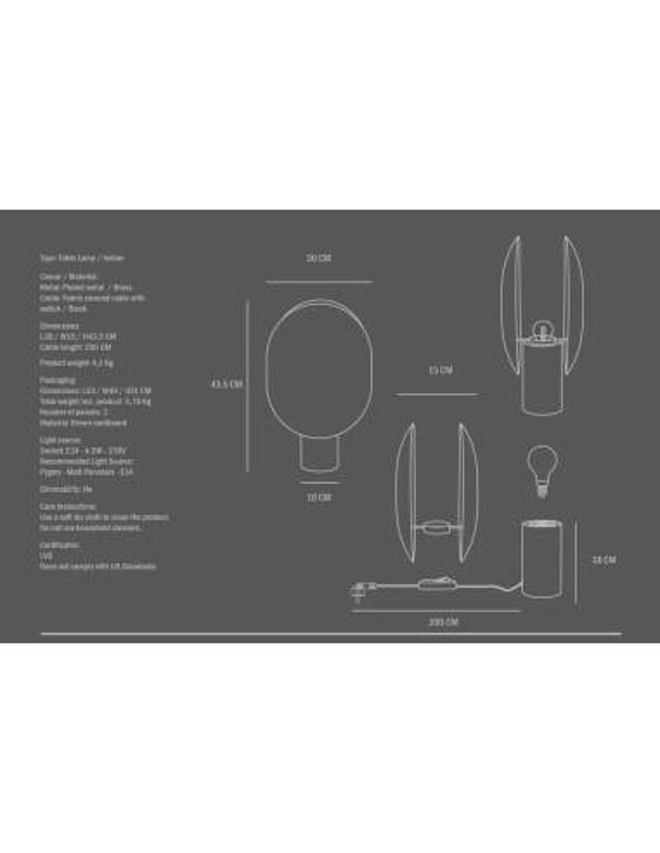 Lampe de table couleur or en aluminium, œuvre contemporaine.