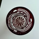 Bohemian crystal vase in ruby red color