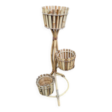 Vintage natural bamboo rattan plant stand