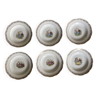 Lot de 6 assiettes creuses en porcelaine S.F.P.