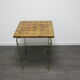 1950s table with wooden top and floor under glass, height 65cm - 50x50cm