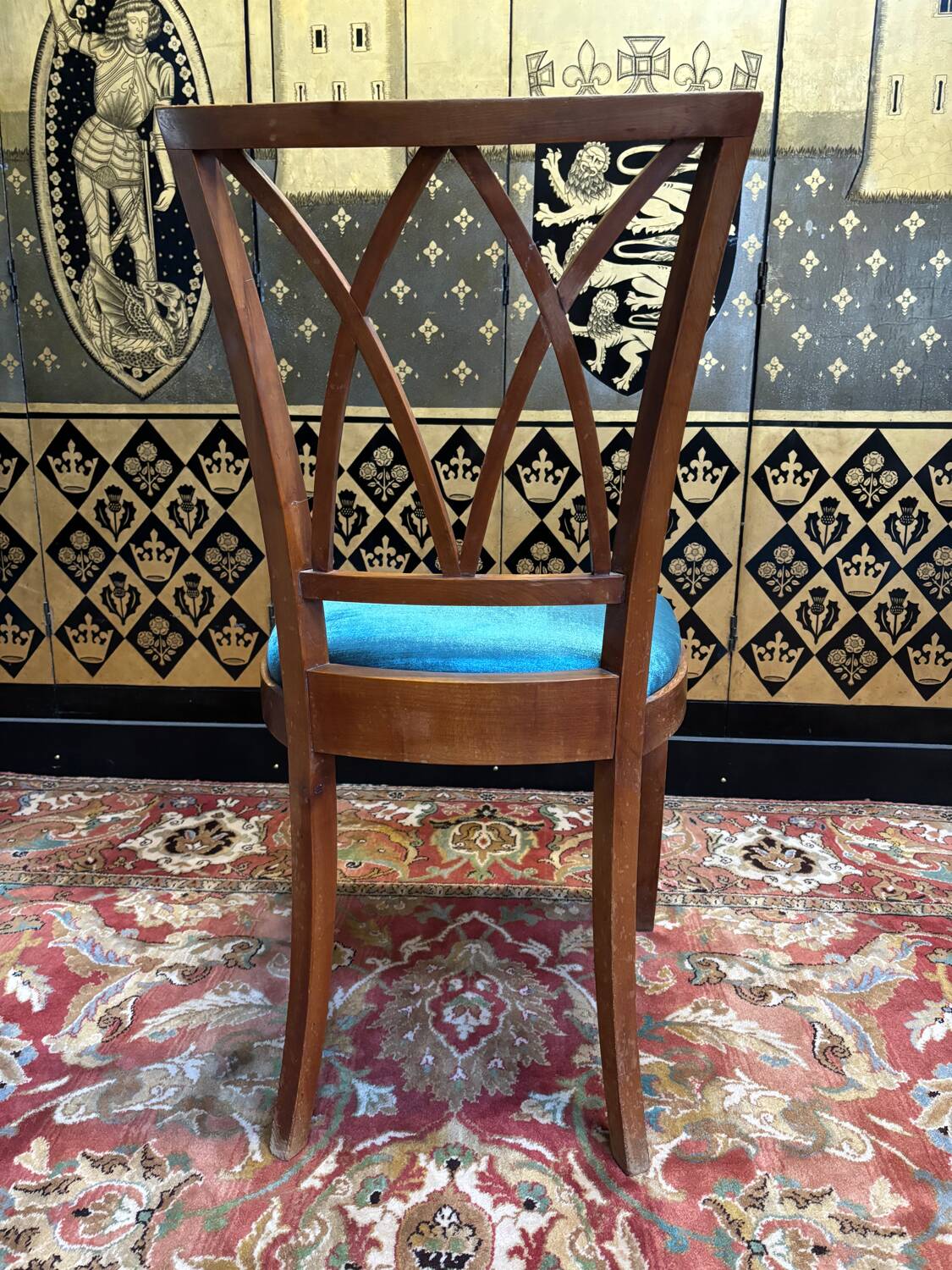 6 cherry wood chairs with openwork backs