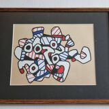 Sérigraphie d’après Jean Dubuffet, encadrée, années 70, 31 x 25 cm