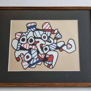 Sérigraphie d’après Jean Dubuffet, encadrée, années 70, 31 x 25 cm