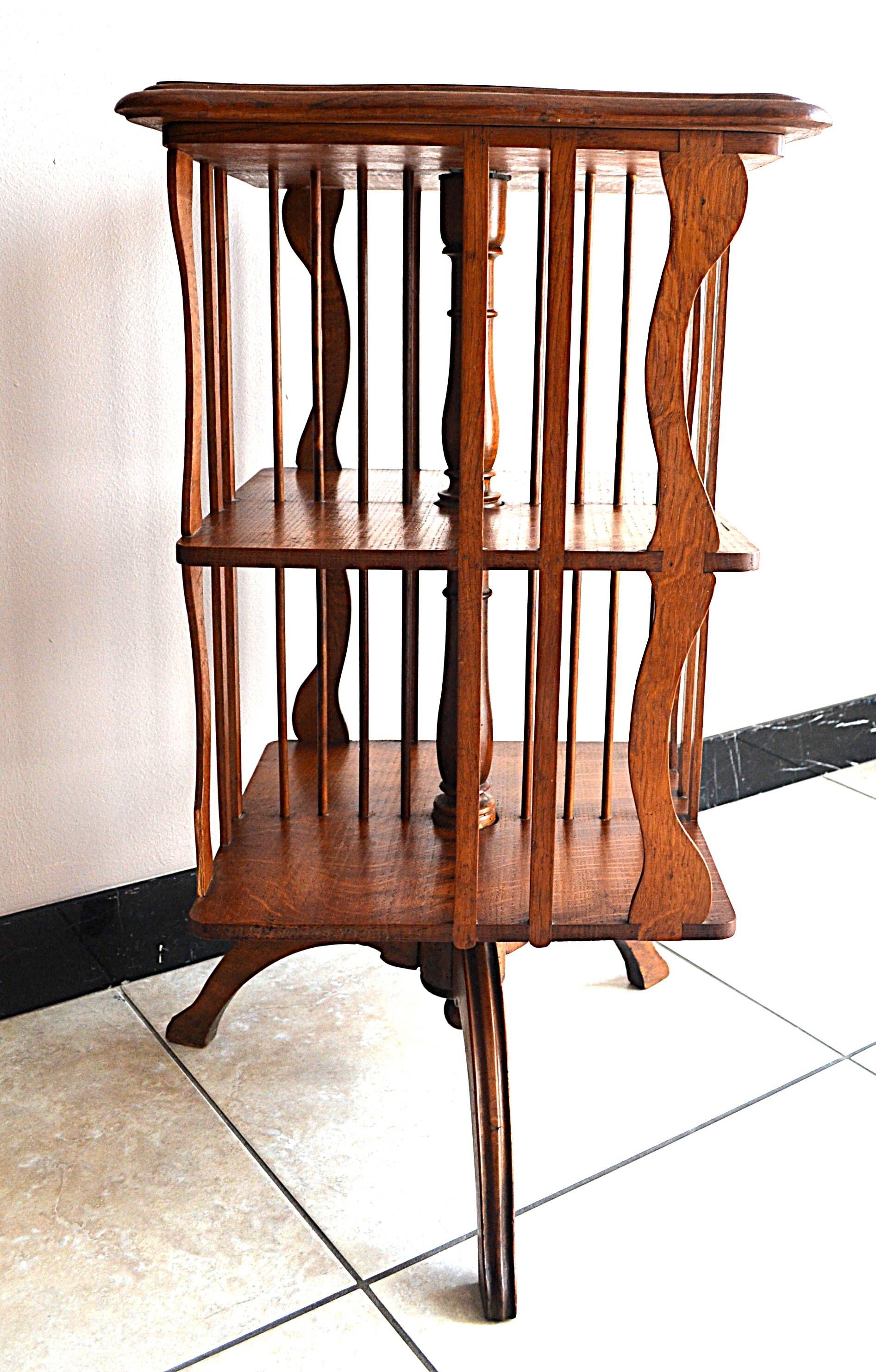 Antique Solid Wood Revolving Bookcase
