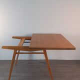 Extendable table in ash by Drevotex, vintage Czechoslovak 1950s