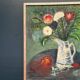 Huile sur toile originale suédoise – « Nature morte avec vase et fruits » – Signée