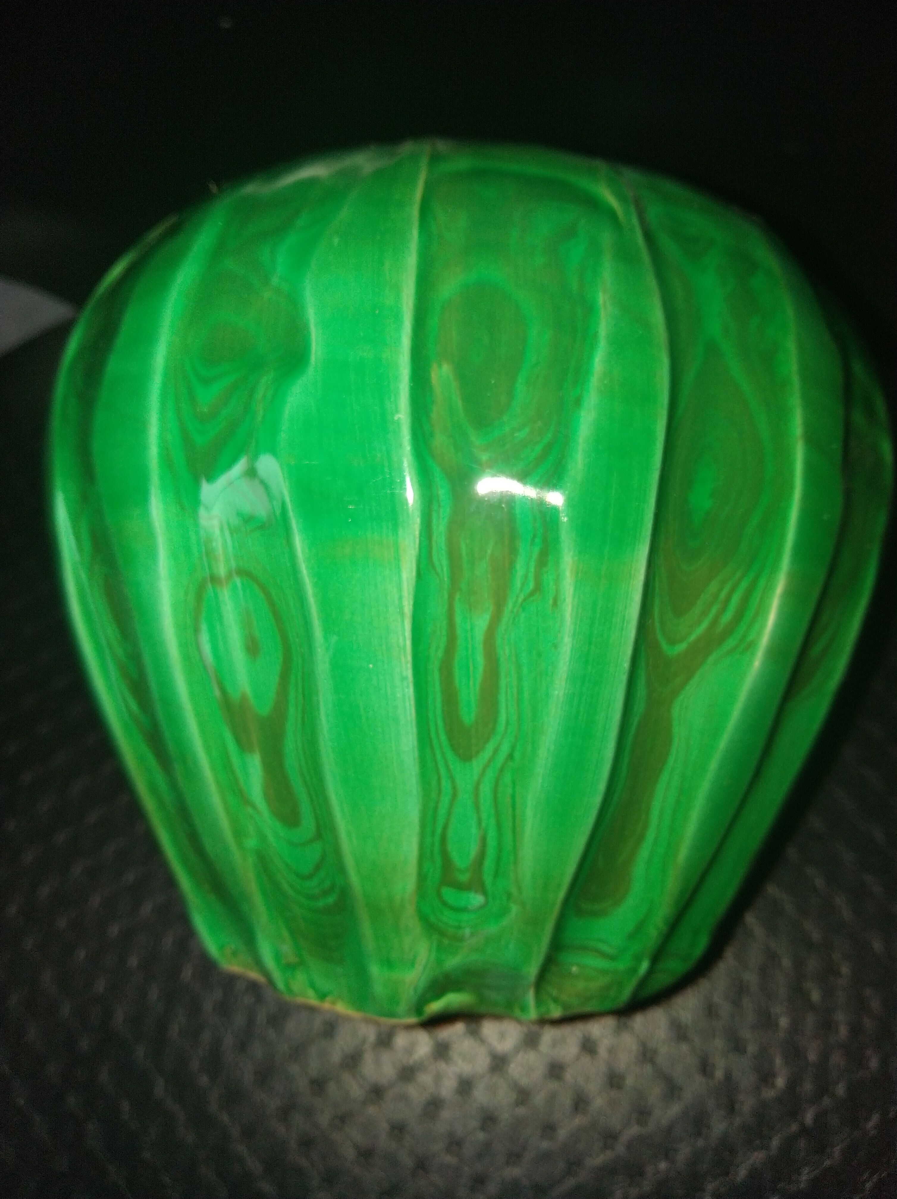 Green ceramic vase with moiré effect, circa 1930