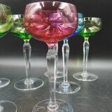 Set of 8 Roemer wine glasses in colored crystal Val Saint Lambert Mod "Saumur"