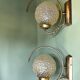 Pair of 1970s brass and glass wall sconces