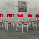 Set of 5 chairs TON Bystrice (Thonet) red and white 1960