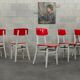 Set of 5 chairs TON Bystrice (Thonet) red and white 1960