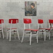 Set of 5 chairs TON Bystrice (Thonet) red and white 1960