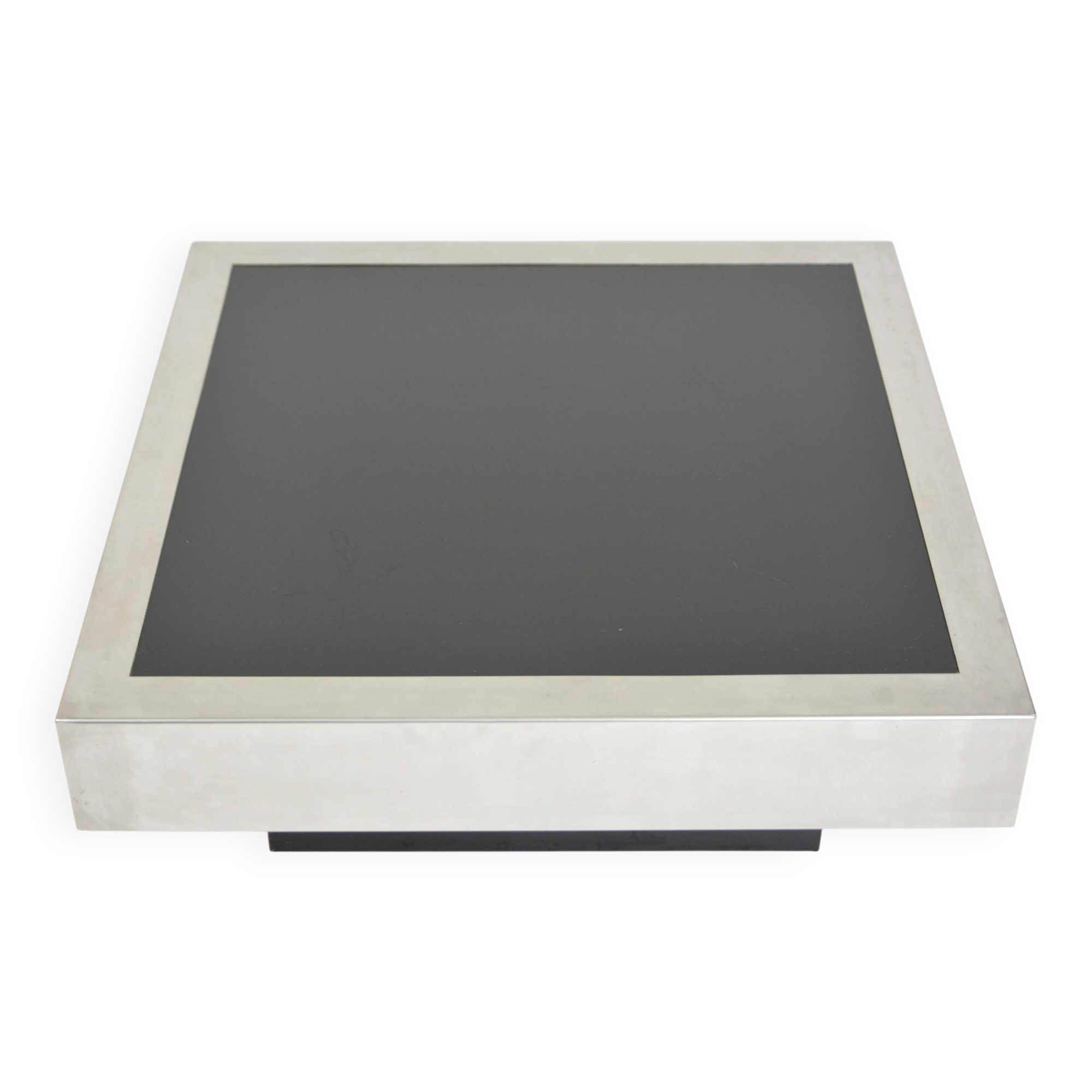 Willy Rizzo style black and chrome coffee table