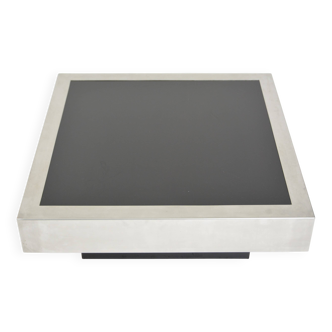 Willy Rizzo style black and chrome coffee table