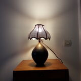 Superb ancient japanese bronze lamp and rattan