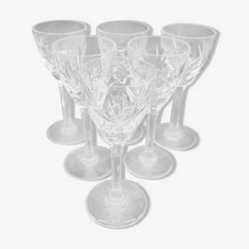 Series of 6 Crystal Glasses of St. Louis signed chantilly style