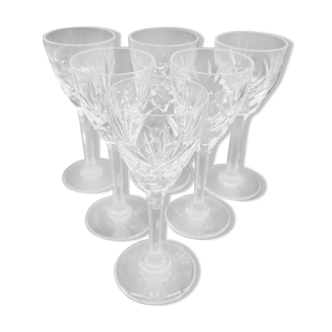 Series of 6 Crystal Glasses of St. Louis signed chantilly style