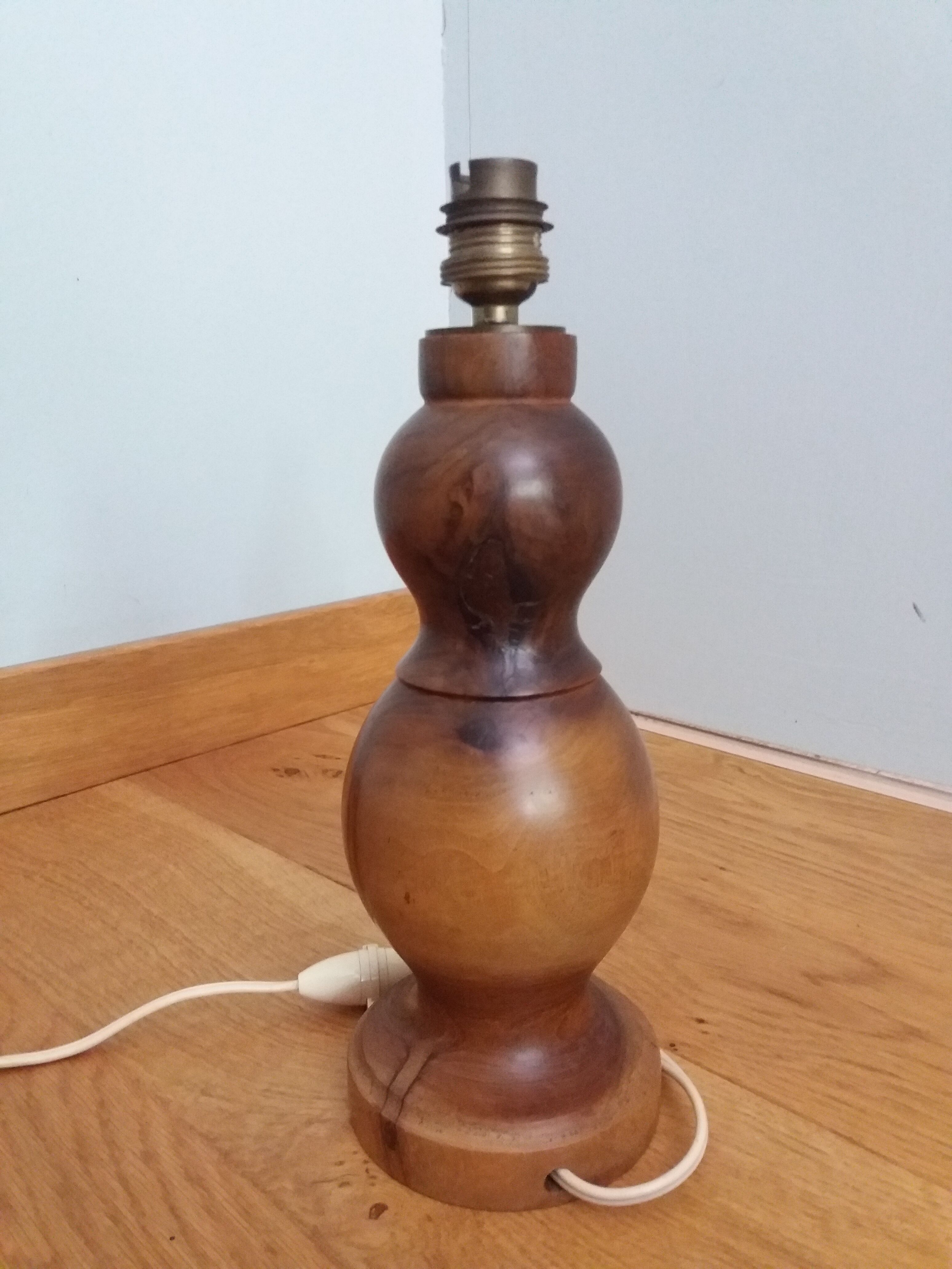 Handmade turned wooden foot lamp