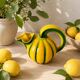 Jug melon in yellow and green majolica