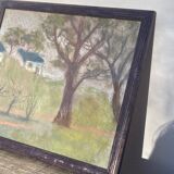 Pastel landscape in wooden frame