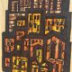 Lithographie de paysage urbain signée au crayon par Akke Sins, vintage des années 1960.
