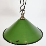 Industrial British Green Enamel Factory Pendant Lamp, 1950s