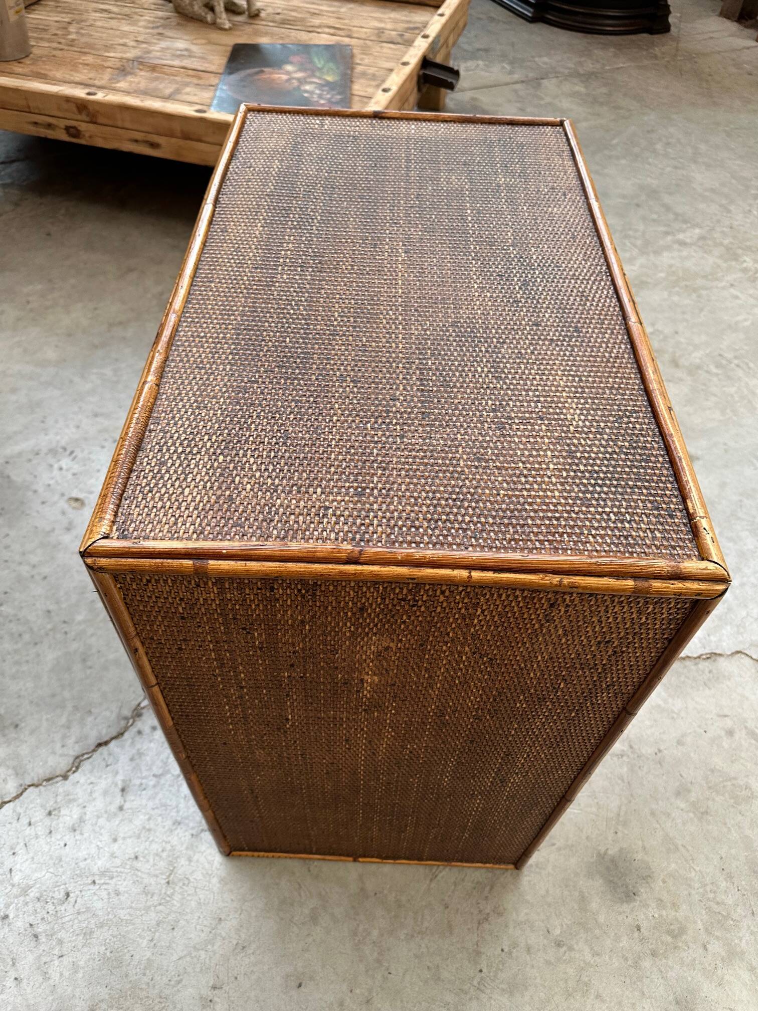 1960s rattan chest of drawers