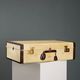 Vintage suitcase in parchment, cotton and leather, Italy, 1960s