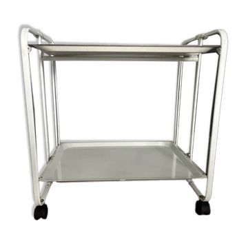 Folding Mobile Bar Cart / Serving Trolley — White, 1970s