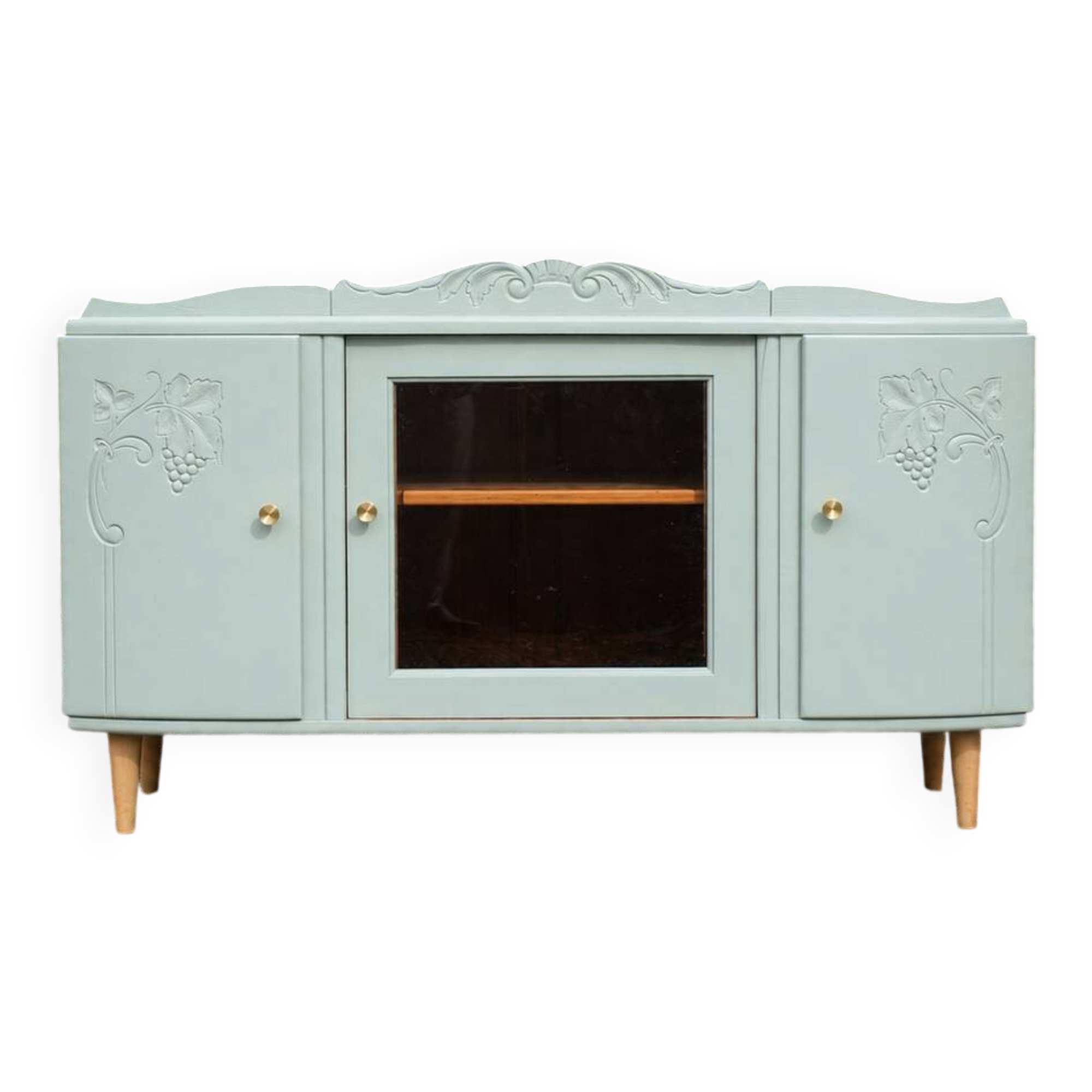 Art Deco sideboard in solid wood – Verdigris – 140 cm