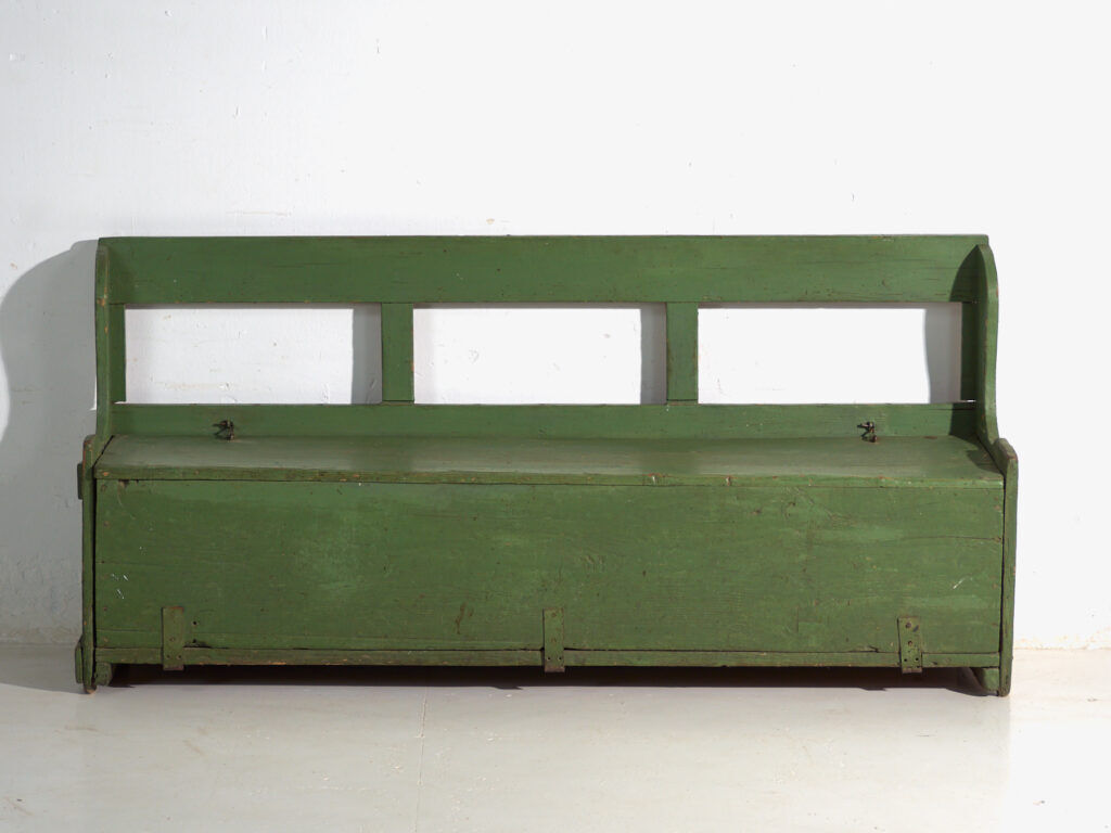Antique painted pine bank safe – Central Europe, around 1900