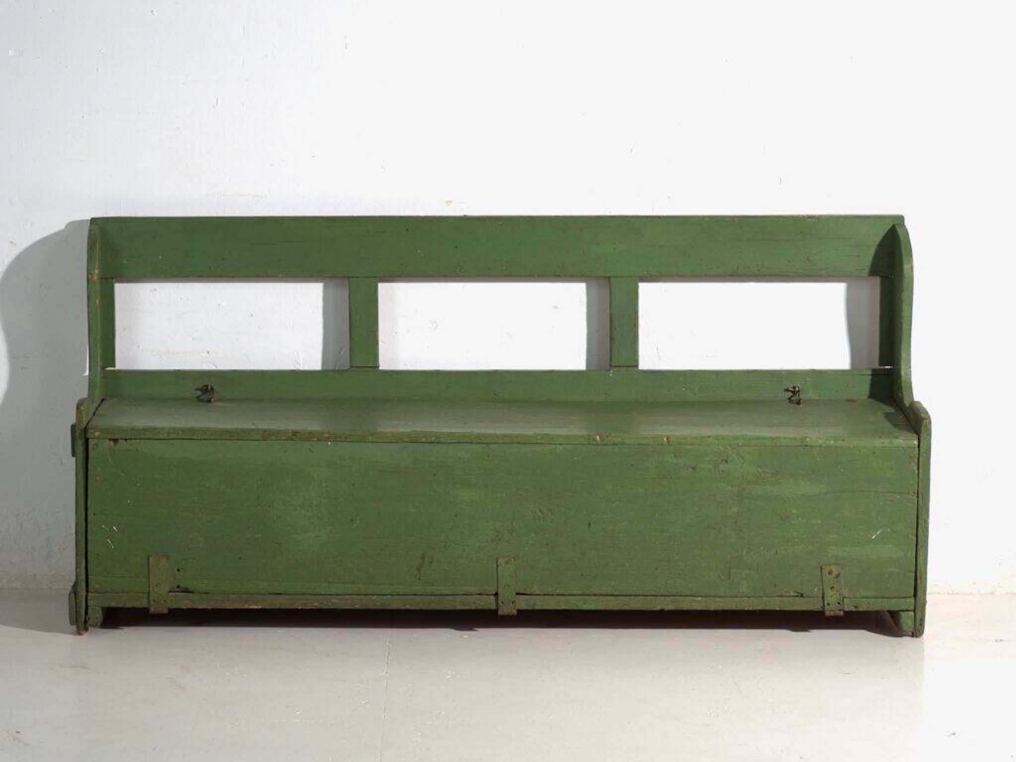 Antique painted pine bank safe – Central Europe, around 1900