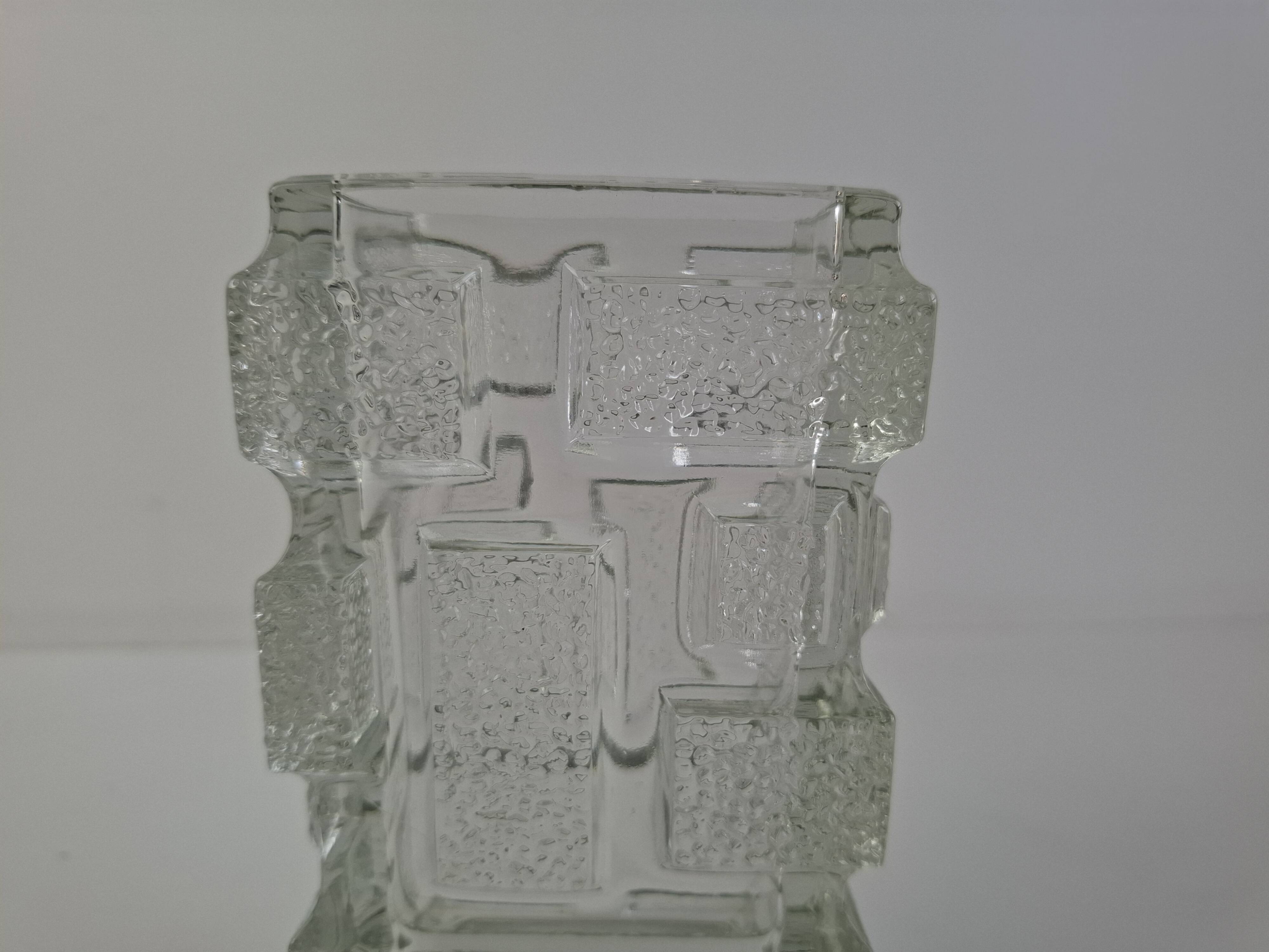 1969 Brickwork Pressed Glass Vase by Jiří Zejmon for Rudolfova Huť, Czechos