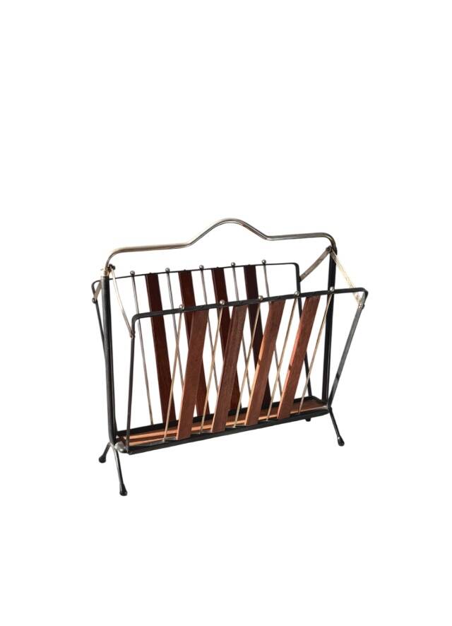 Teak and metal magazine rack 1960