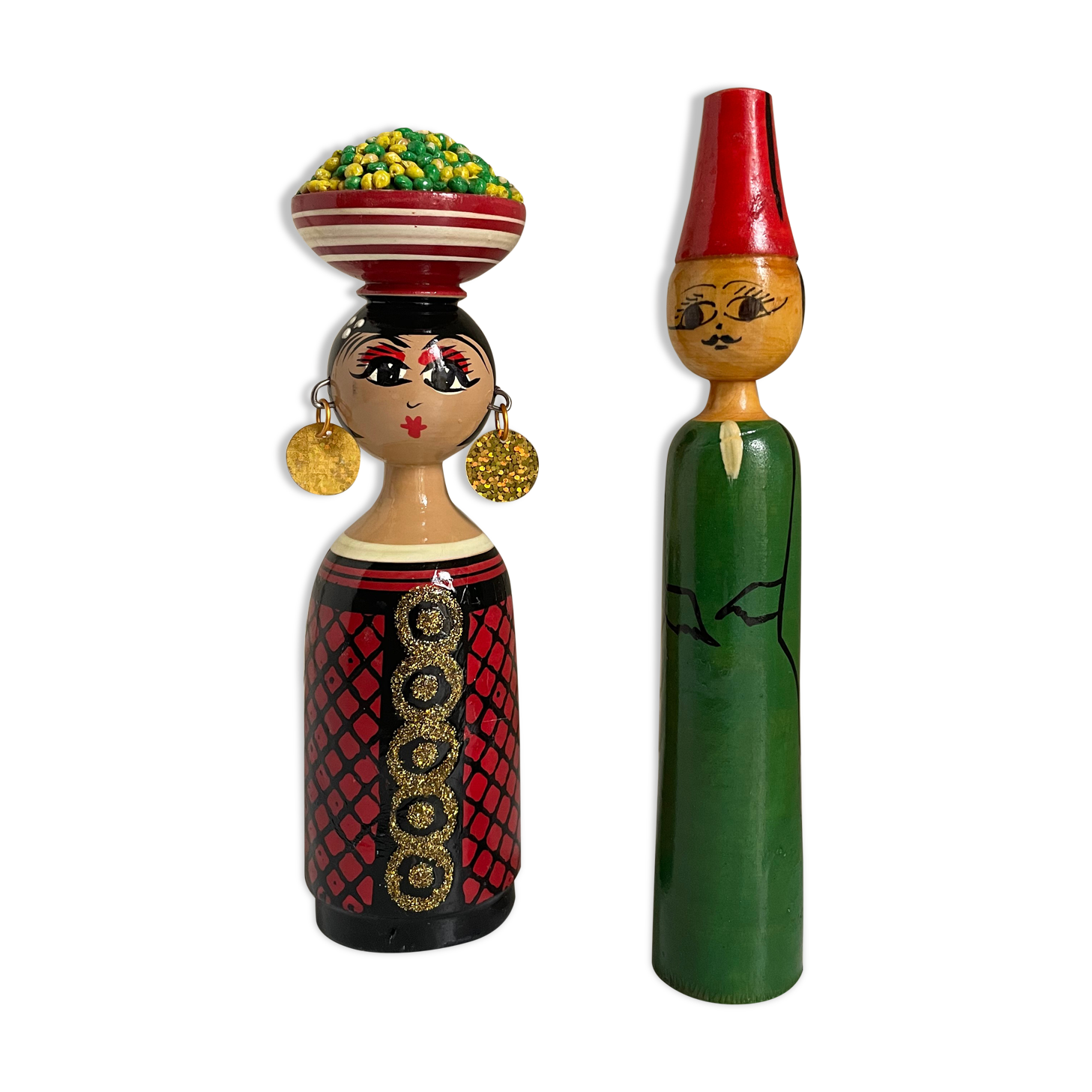 Vintage Moroccan doll duo