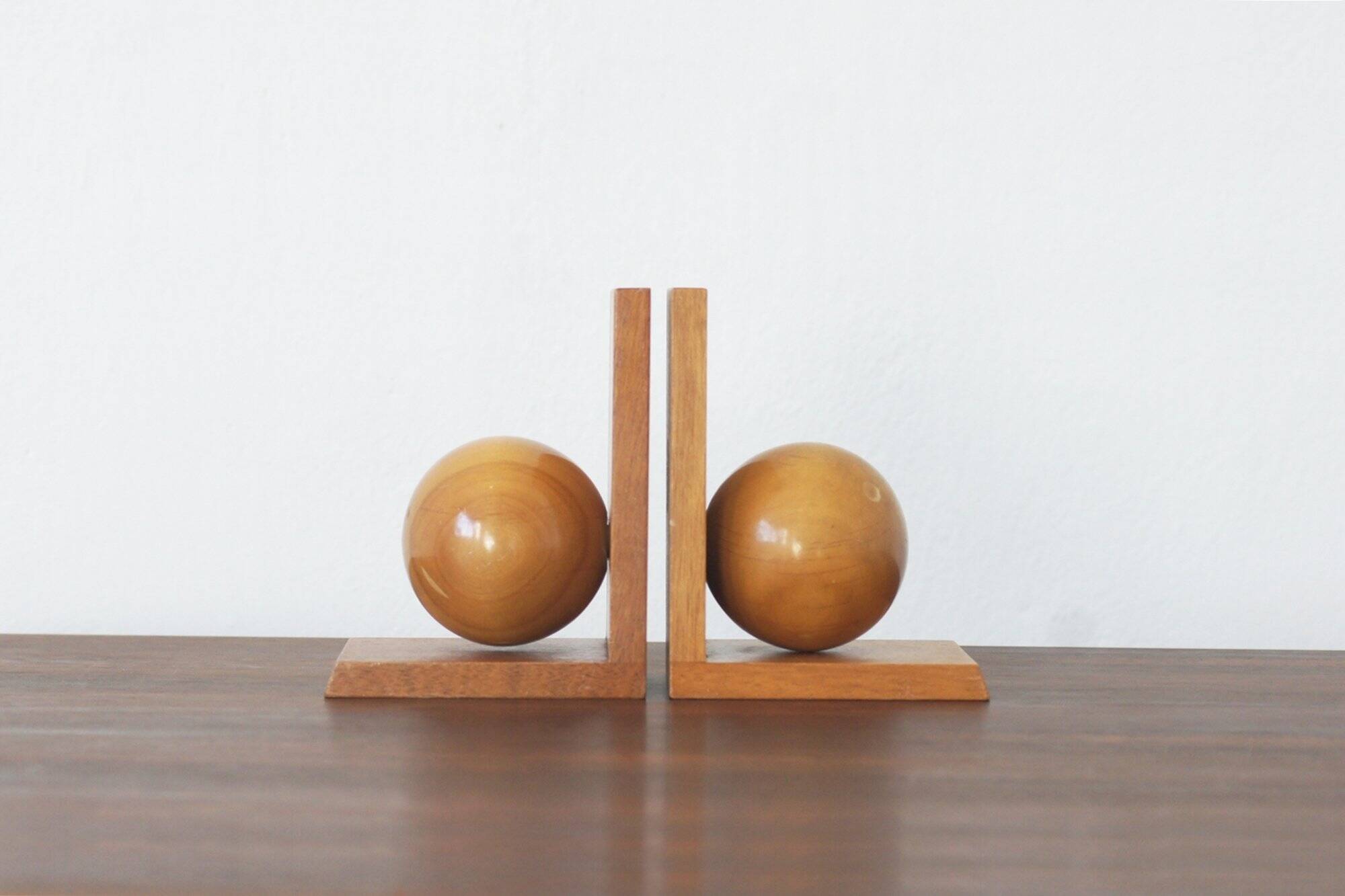 Mid-Century Modern Wooden Bookends, 1950s, Set of 2