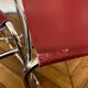 Set of 4 chairs in red leather and chrome tubular metal
