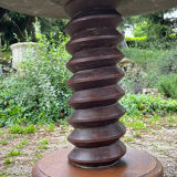 Pedestal table oak screw vintage press