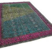 Hand-knotted carved anatolian 1970s 205 cm x 303 cm fuchsia carpet