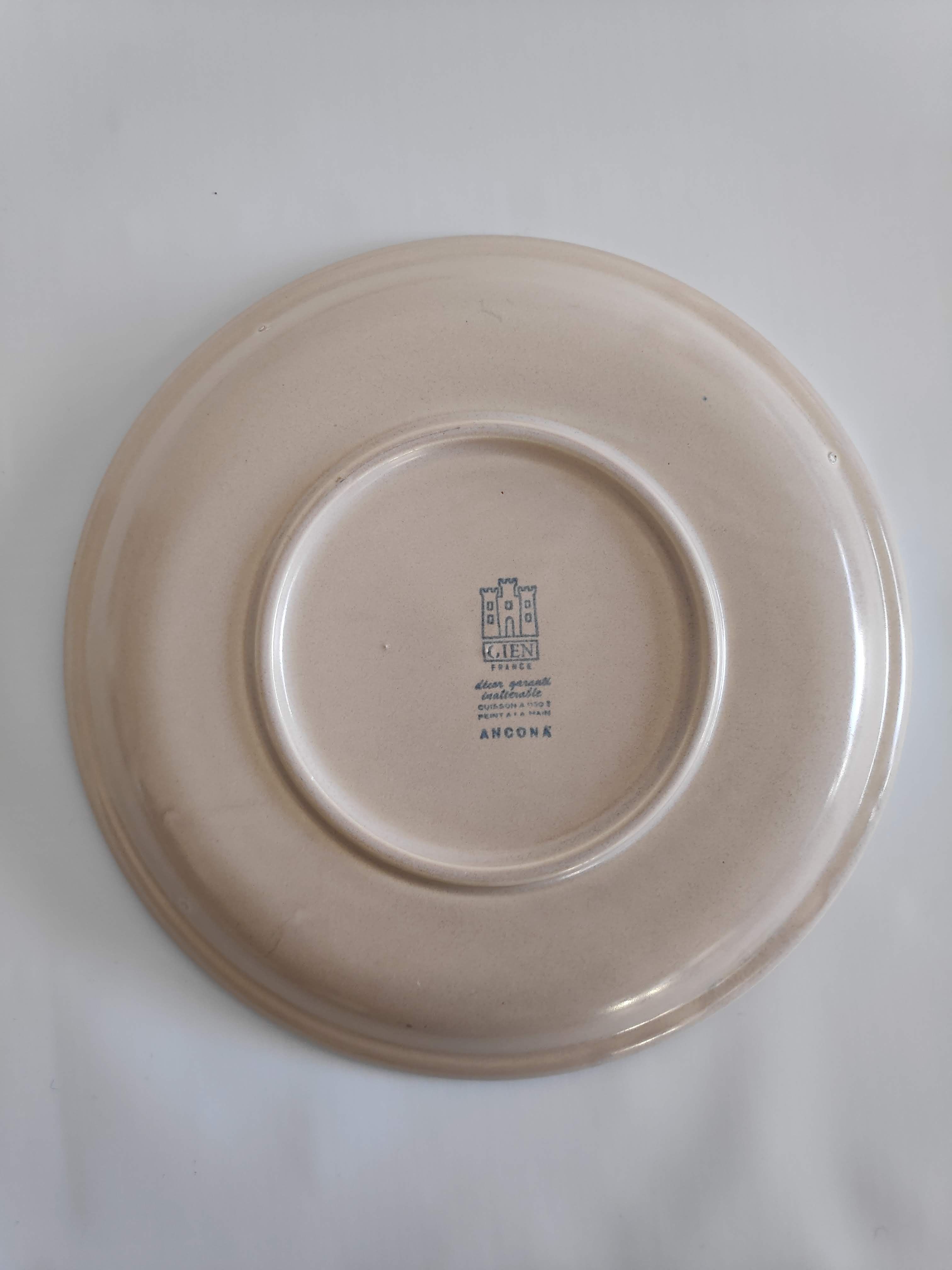 4 plates flat vintage 70s - décor Ancona Gien
