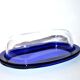 Vintage cobalt blue glass butter dish